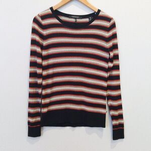 Scotch & Soda stripe sweater lurex black orange white XS lightweight preppy fall